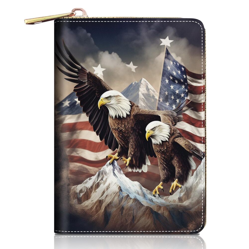 6258 Credit Card Holder Wallets , Patriotic American Flag Bald Eagle Design